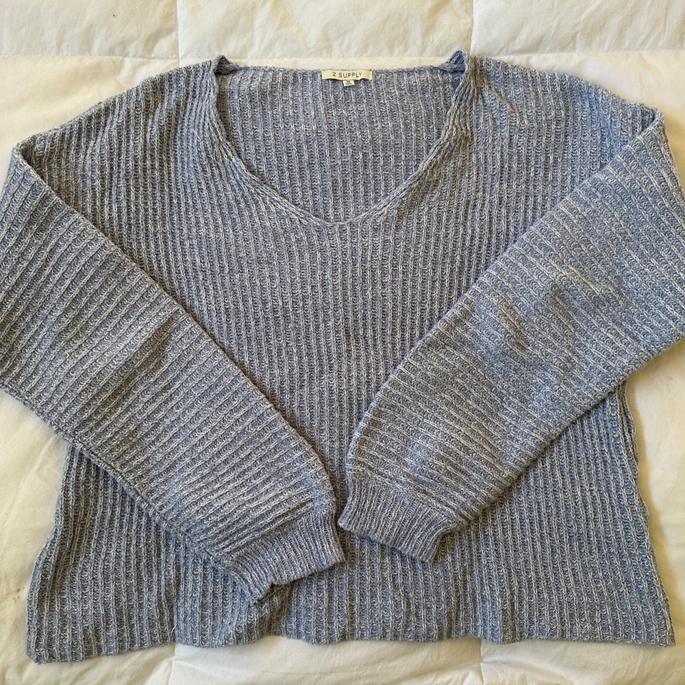 Z Supply Heathered Blue V-Neck Sweater